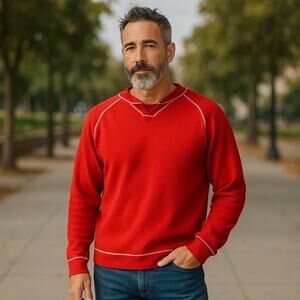 TOMMY BAHAMA Men's Red & Gray Icon Logo Reversible? Knit Sweatshirt Top